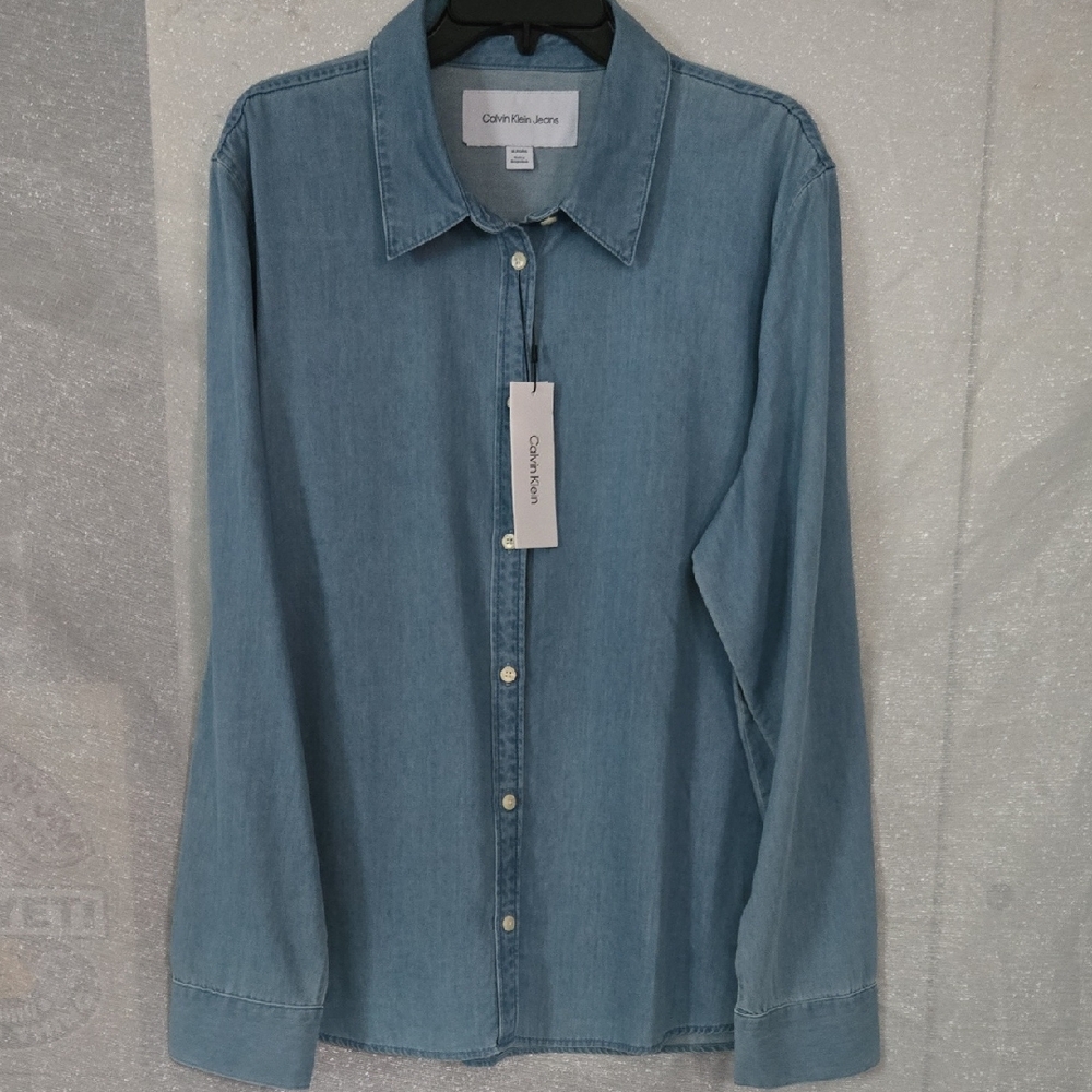 Calvin Klein Light Blue Soft Flowy Denim Shirt
